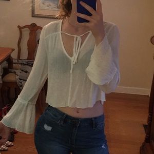 white cropped blouse